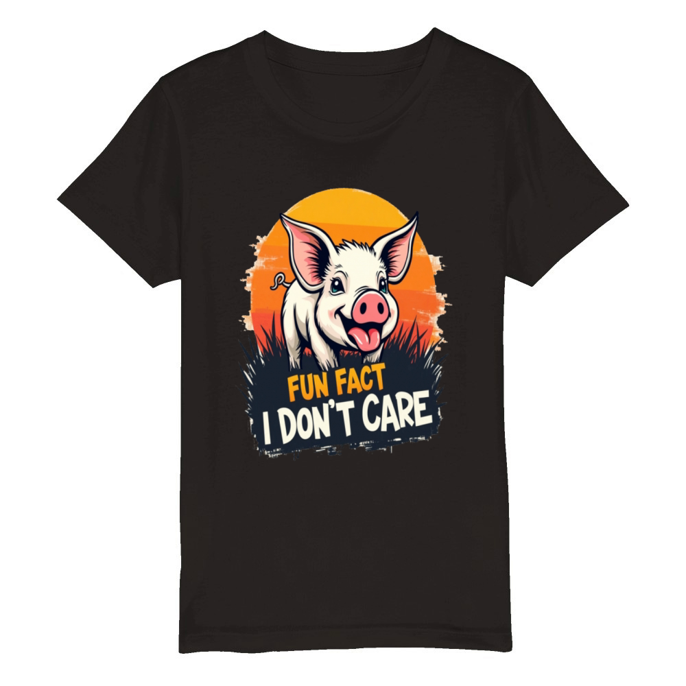Funny Pig Fun Fact I dont Care Sarcastic Humor Organic Kids Crewneck T-shirt