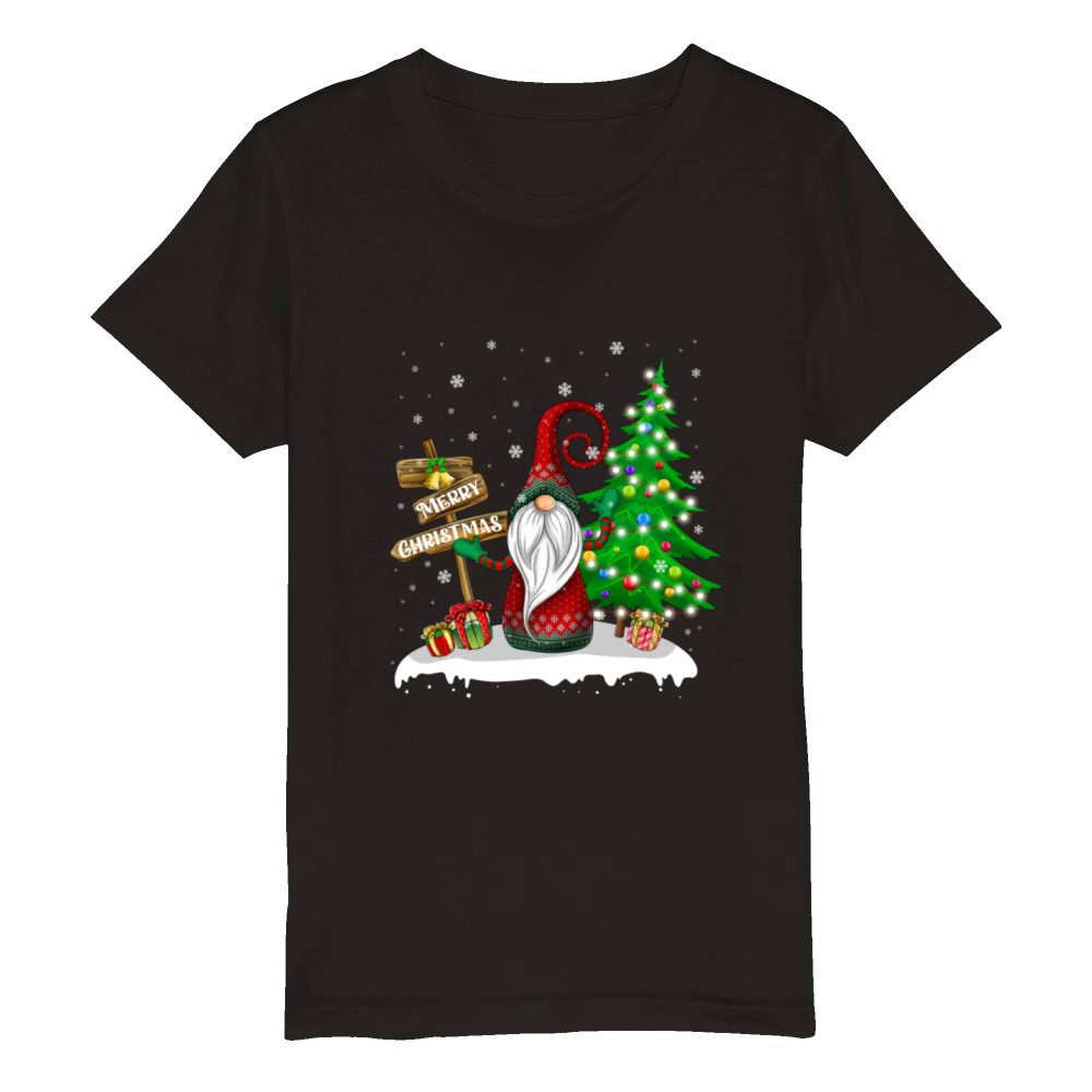 Merry Christmas Gnome Family Christmas Organic Kids Crewneck T-shirt