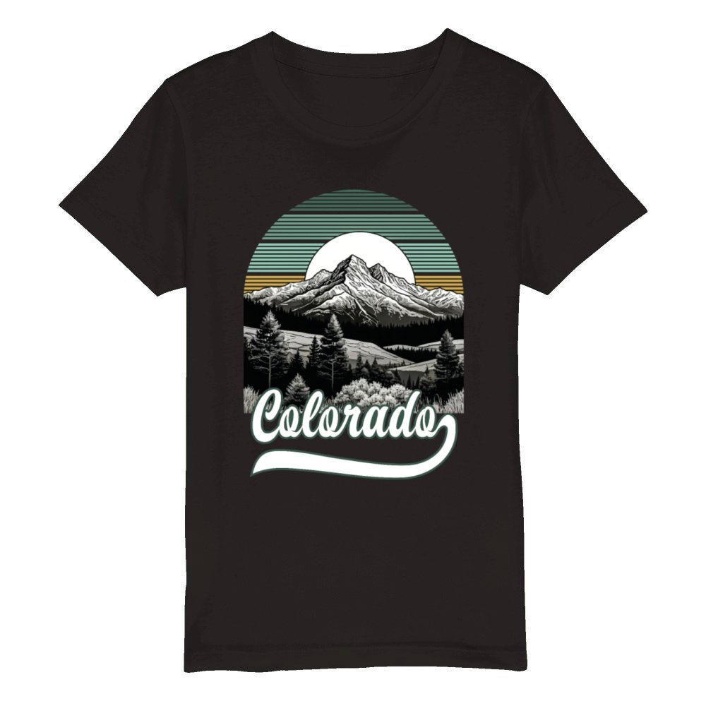 Sunset Outdoors Scenic Hiking Colorado Mountains Organic Kids Crewneck T-shirt