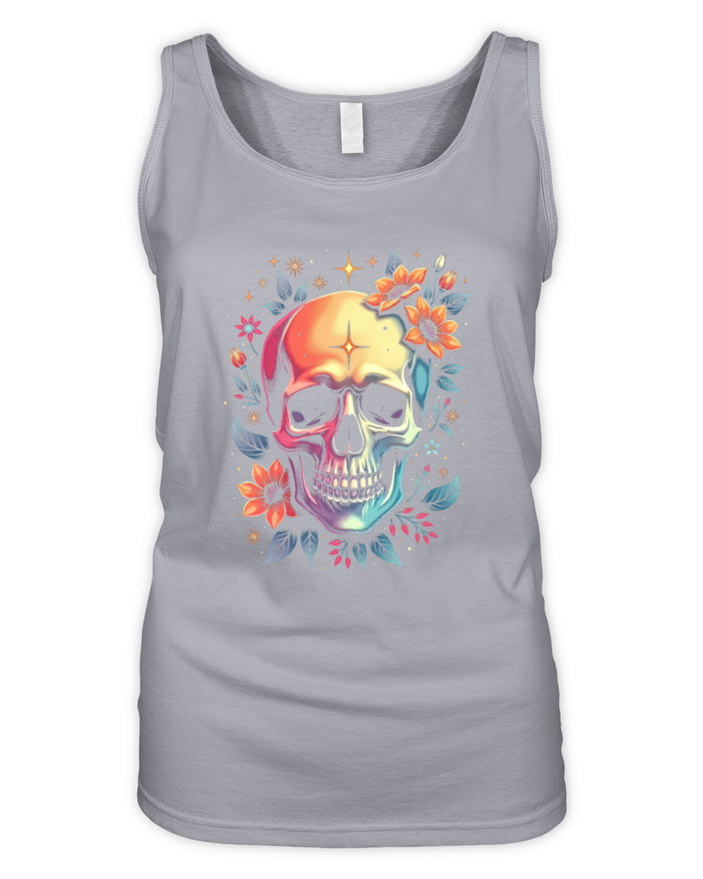 Colorful Skull Design Organic Women's Tank Top