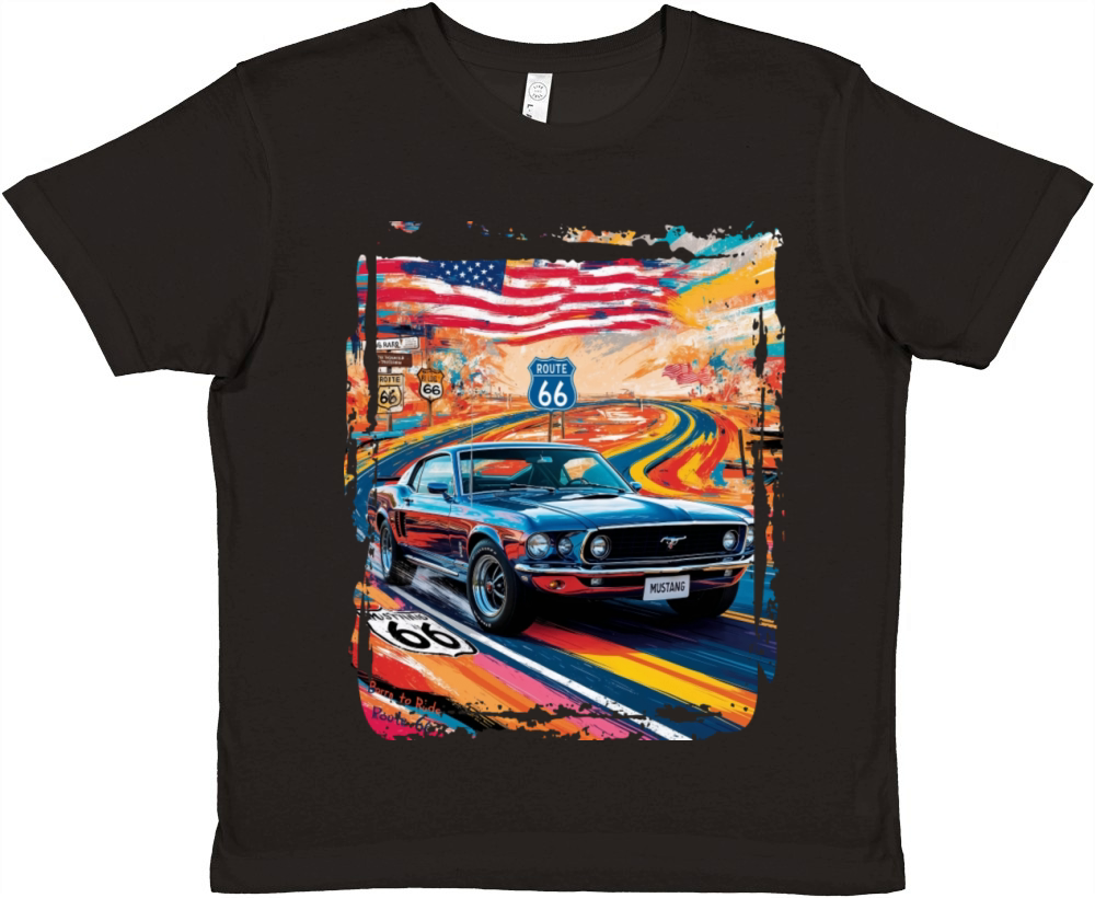 Beautiful American Muscle Car Route 66 Premium Kids Crewneck T-shirt