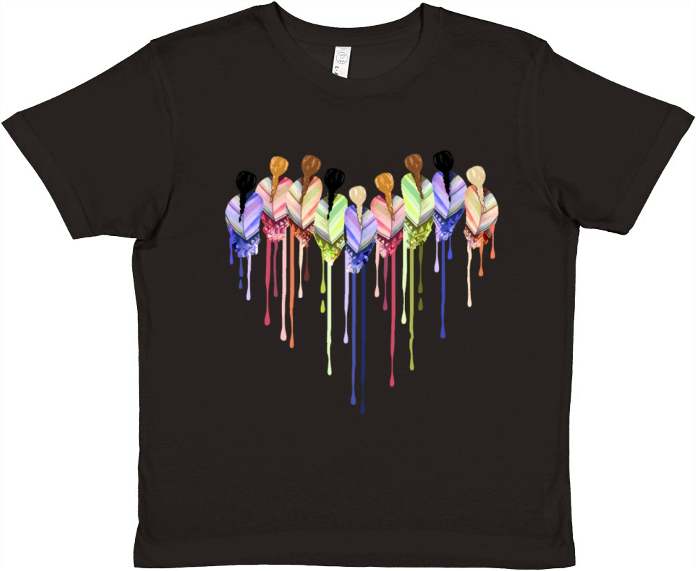 Women Heart Shape Watercolor Native American Premium Kids Crewneck T-shirt