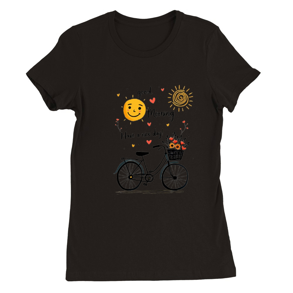 Good Morning Sunshine Bicycle Premium Womens Crewneck T-shirt