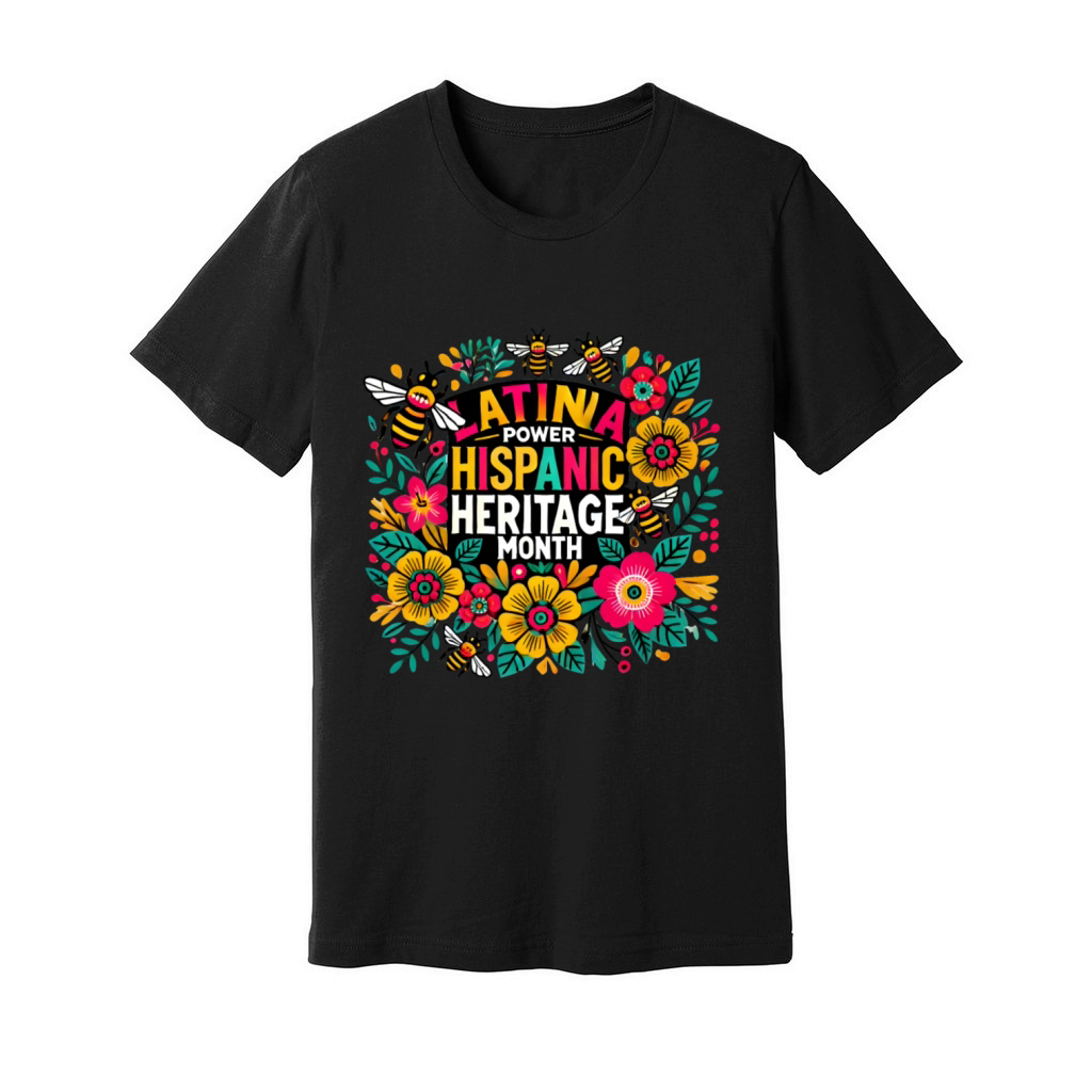 Latina floral girl power Hispanic Heritage month Unisex Jersey Tee