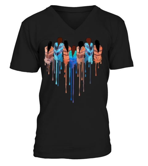 Women Heart Shape Watercolor Native American V-Neck T-shirt