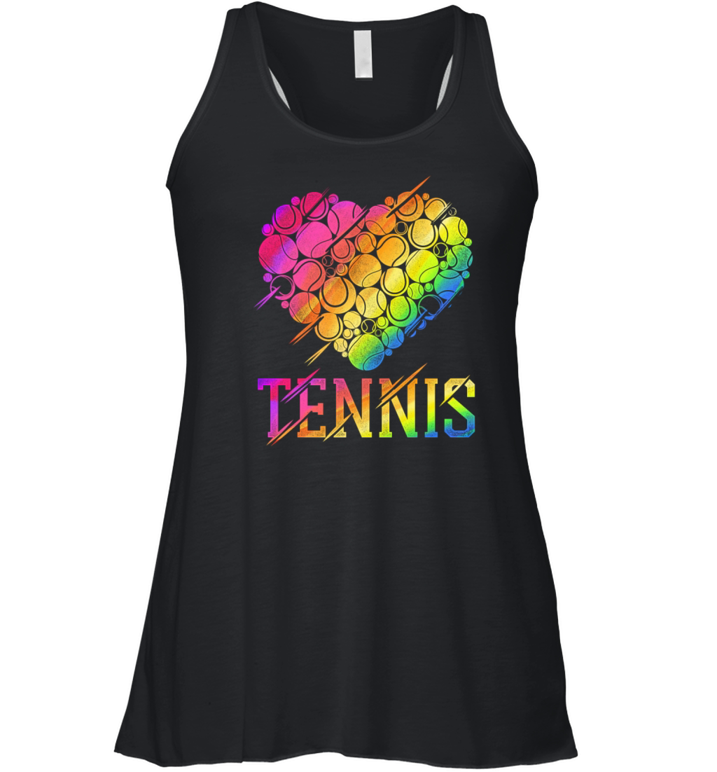 Funny Tennis Player Racket Heart Women's Flowy Tank Top