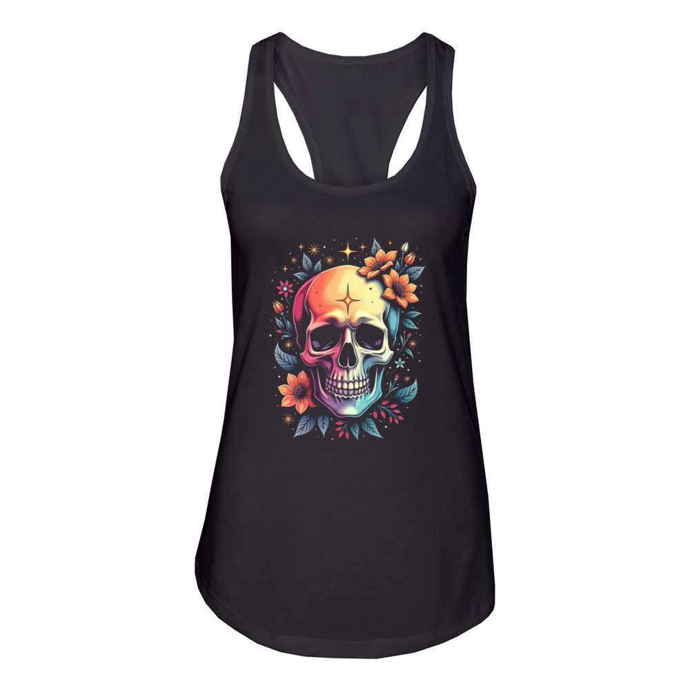 Colorful Skull Design Women's Racerback Tank