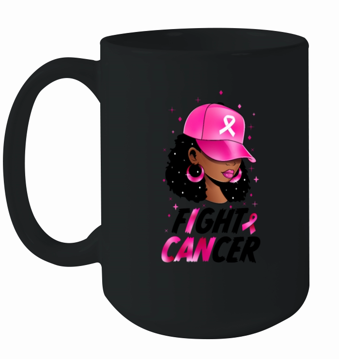 In October We Wear Pink Black Woman Breast Cancer Ceramic Mug
