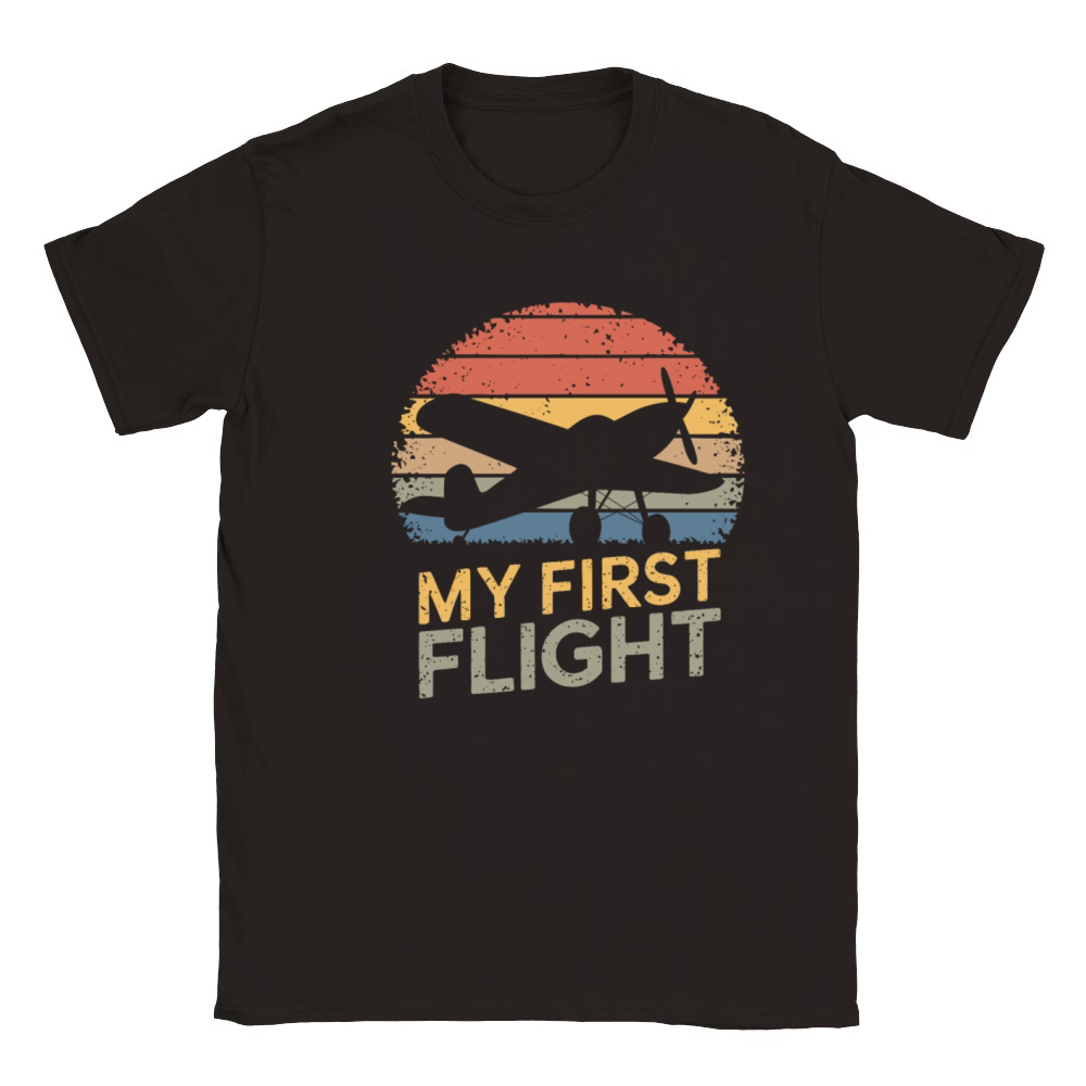 Vintage My First Flight Adventure Graphic Classic Kids Crewneck T-shirt