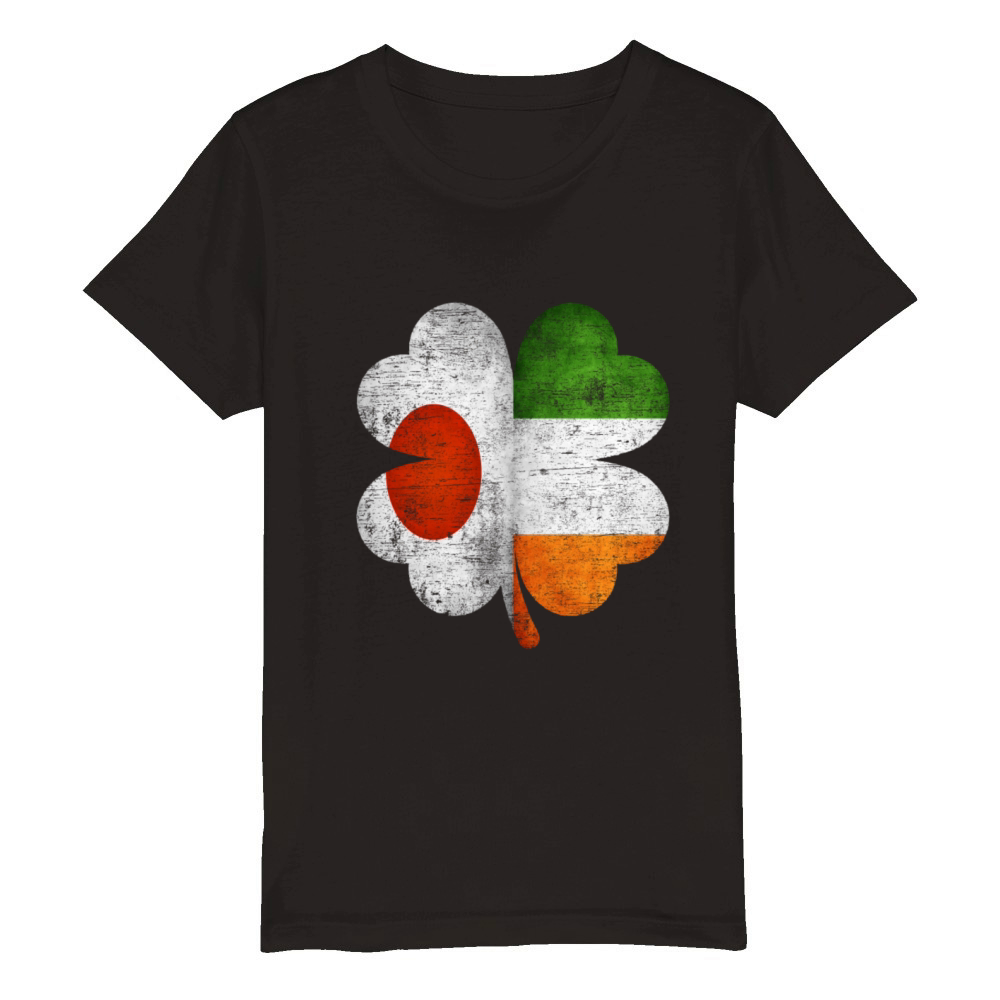 Japanese Irish Shamrock Japan Ireland Flag Organic Kids Crewneck T-shirt
