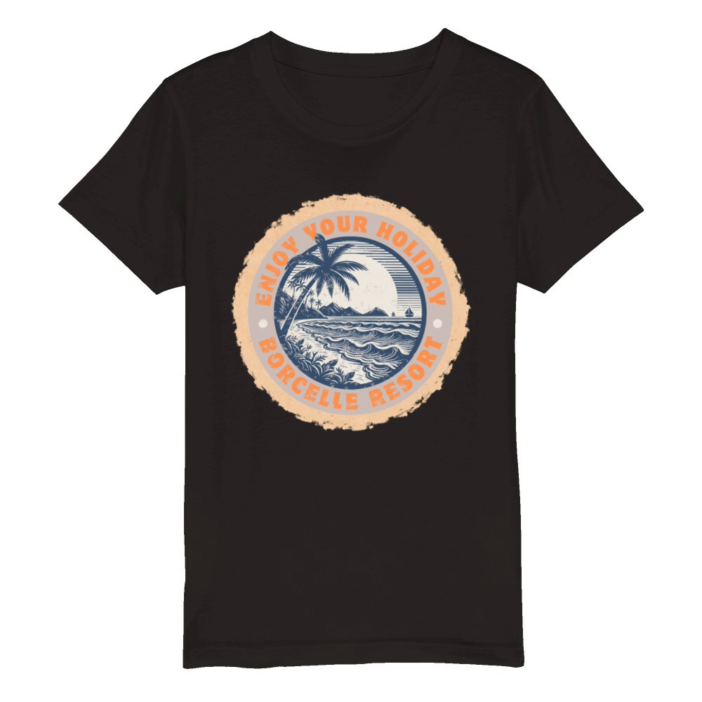 Vintage Resort Holiday Organic Kids Crewneck T-shirt