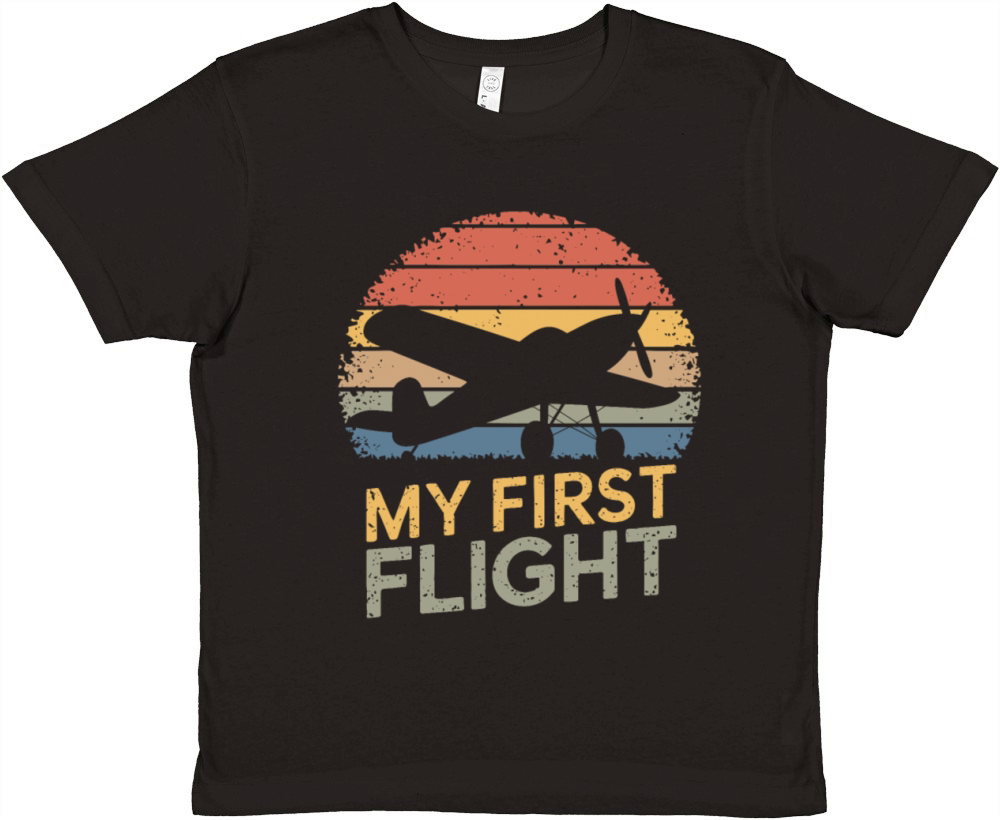 Vintage My First Flight Adventure Graphic Premium Kids Crewneck T-shirt