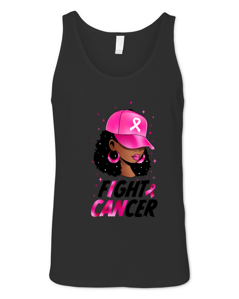 In October We Wear Pink Black Woman Breast Cancer Unisex Jersey Tank