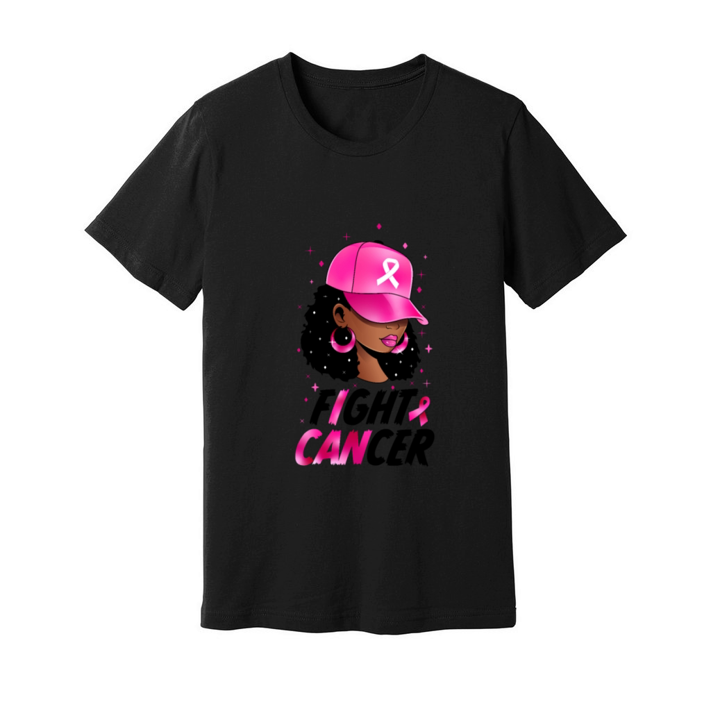 In October We Wear Pink Black Woman Breast Cancer Unisex Jersey Tee