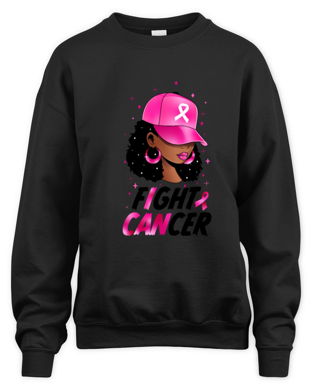 In October We Wear Pink Black Woman Breast Cancer Unisex Premium Crewneck Sweatshirt