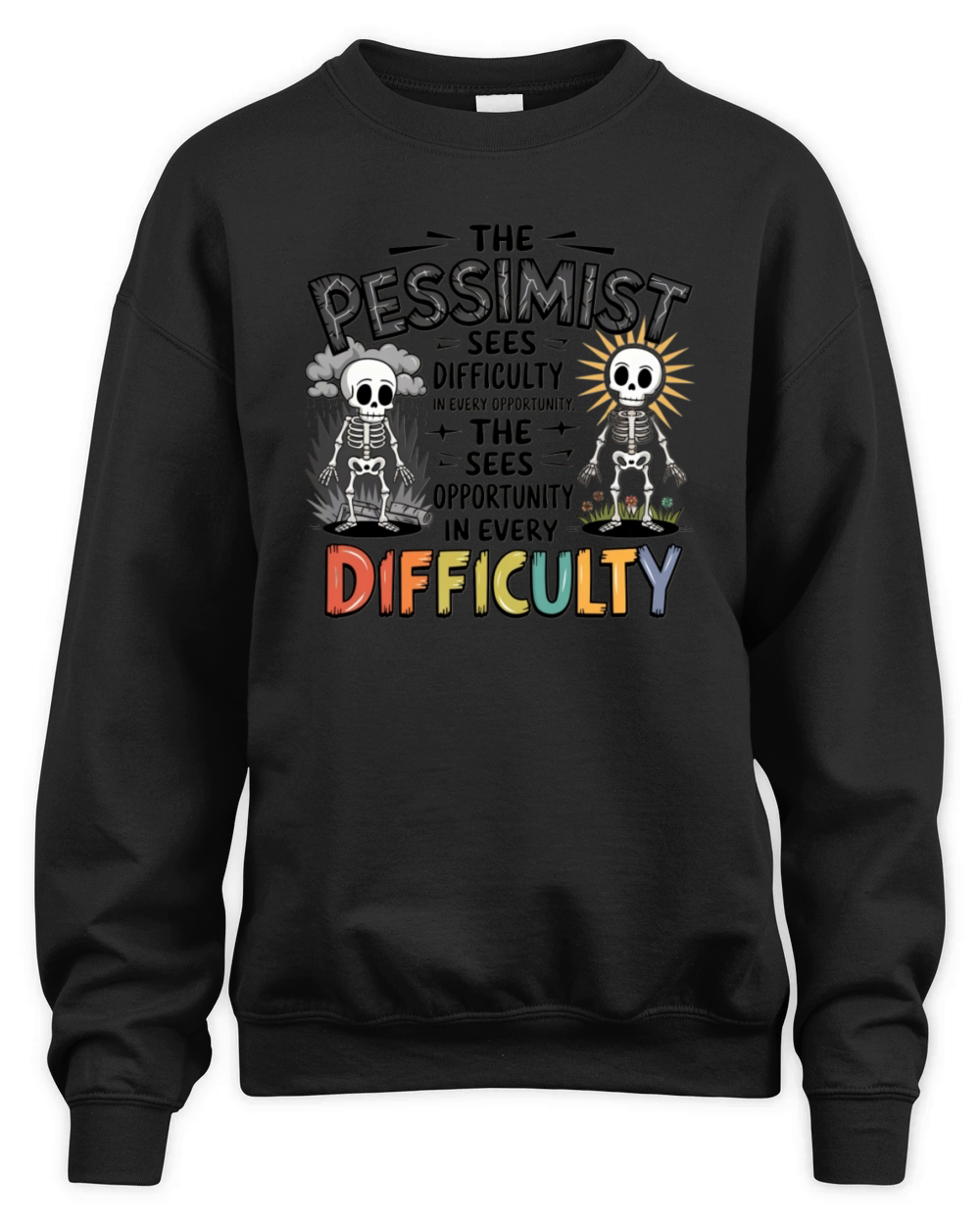 The pessimist sees difficulty in every opportunity Unisex Premium Crewneck Sweatshirt
