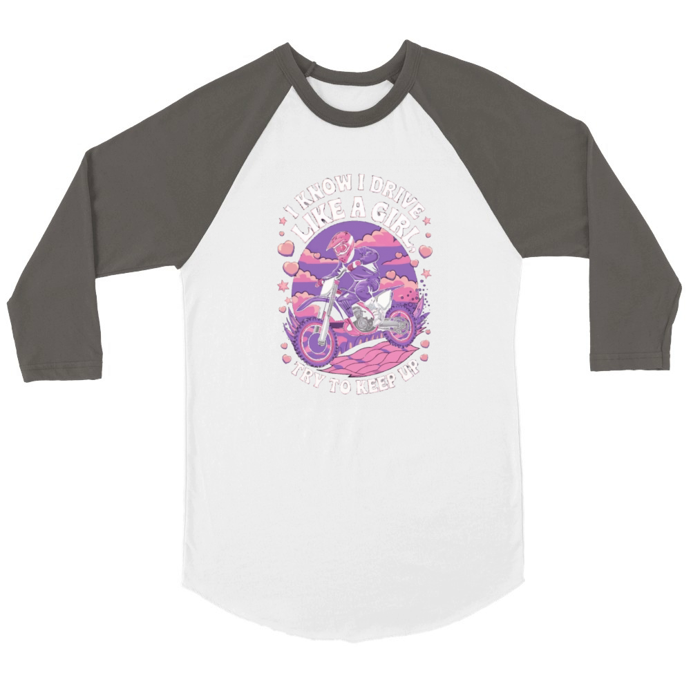 Motocross women girls Unisex ¾ sleeve Raglan T-shirt