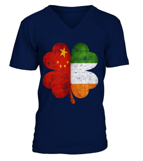 Chinese Irish Shamrock China Ireland Flag V-Neck T-shirt