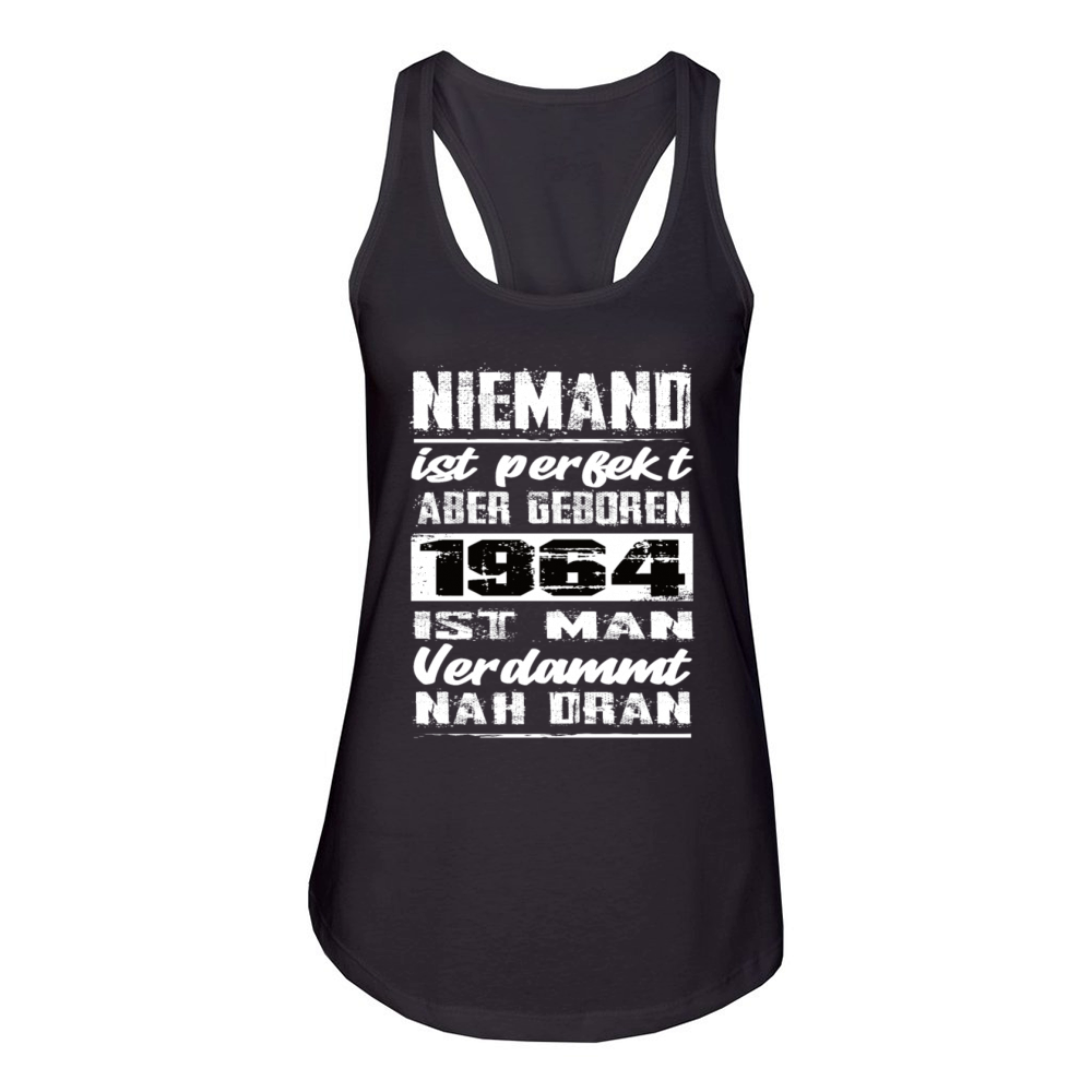 Nobody Is Perfect But Born In 1964 Birthday Women's Racerback Tank