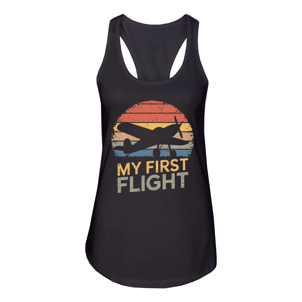 Vintage My First Flight Adventure Graphic Women's Racerback Tank