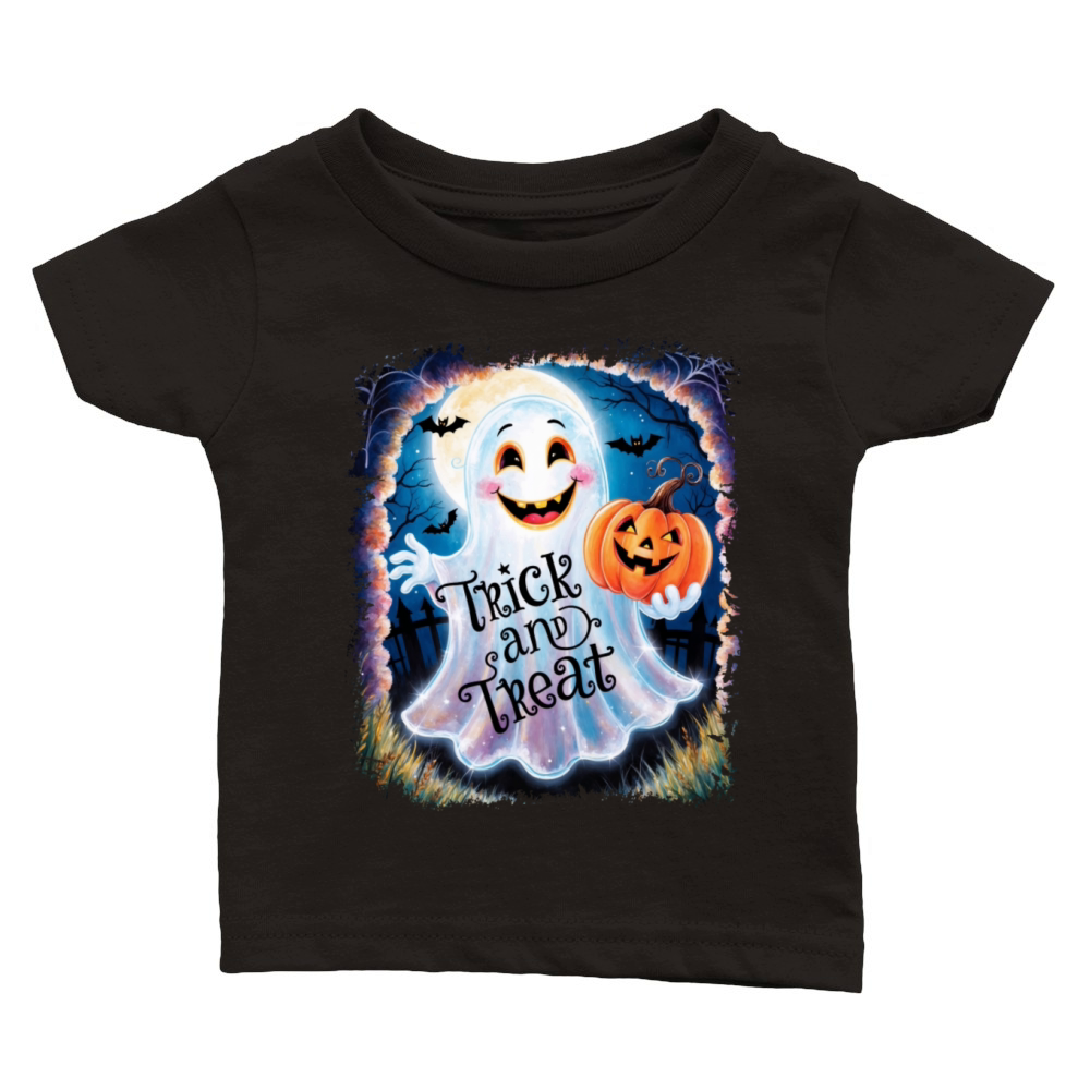 Trick and Treat halloween ghost funny Classic Baby Crewneck T-shirt