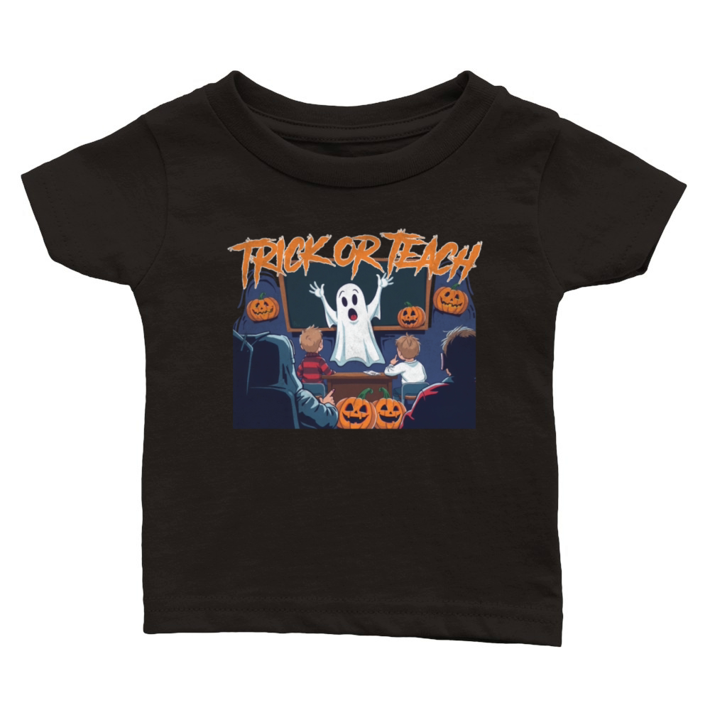 Trick or Teach for Teachers Halloween Vintage Ghos Classic Baby Crewneck T-shirt