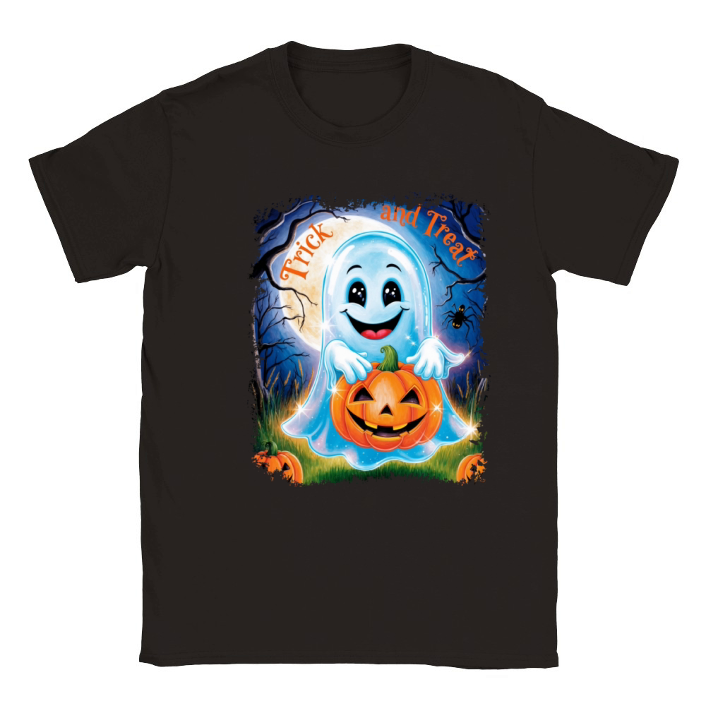 Trick and Treat halloween ghost funny Classic Kids Crewneck T-shirt