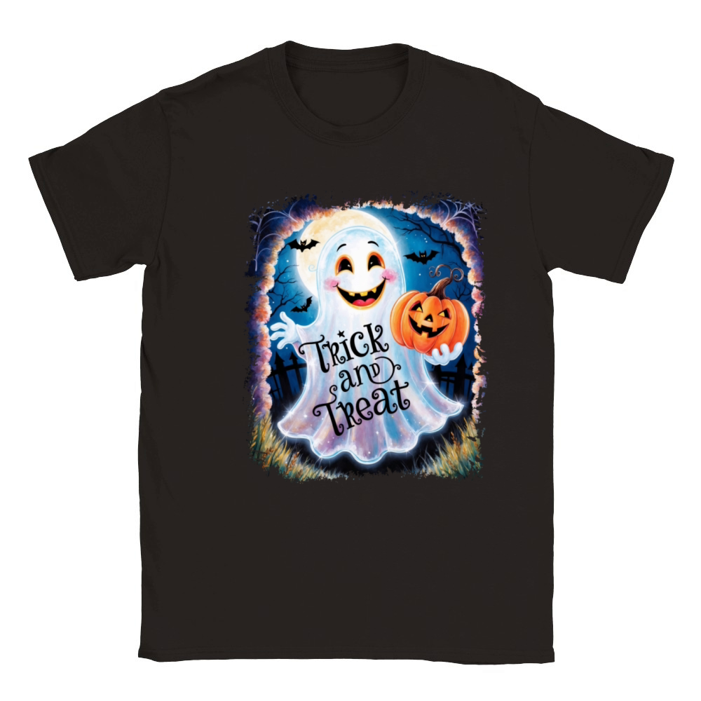 Trick and Treat halloween ghost funny Classic Kids Crewneck T-shirt