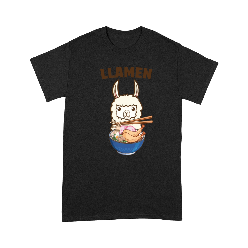 Funny Llamen Cute Llama Eating Ramen Lover Vintage Premium T-shirt