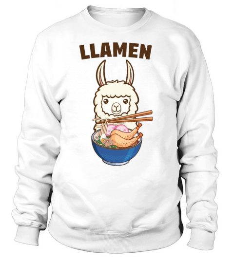Funny Llamen Cute Llama Eating Ramen Lover Vintage Sweatshirt Unisex