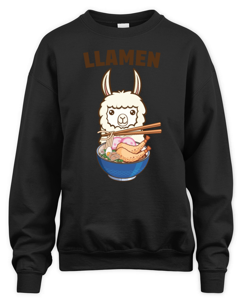 Funny Llamen Cute Llama Eating Ramen Lover Vintage Unisex Premium Crewneck Sweatshirt
