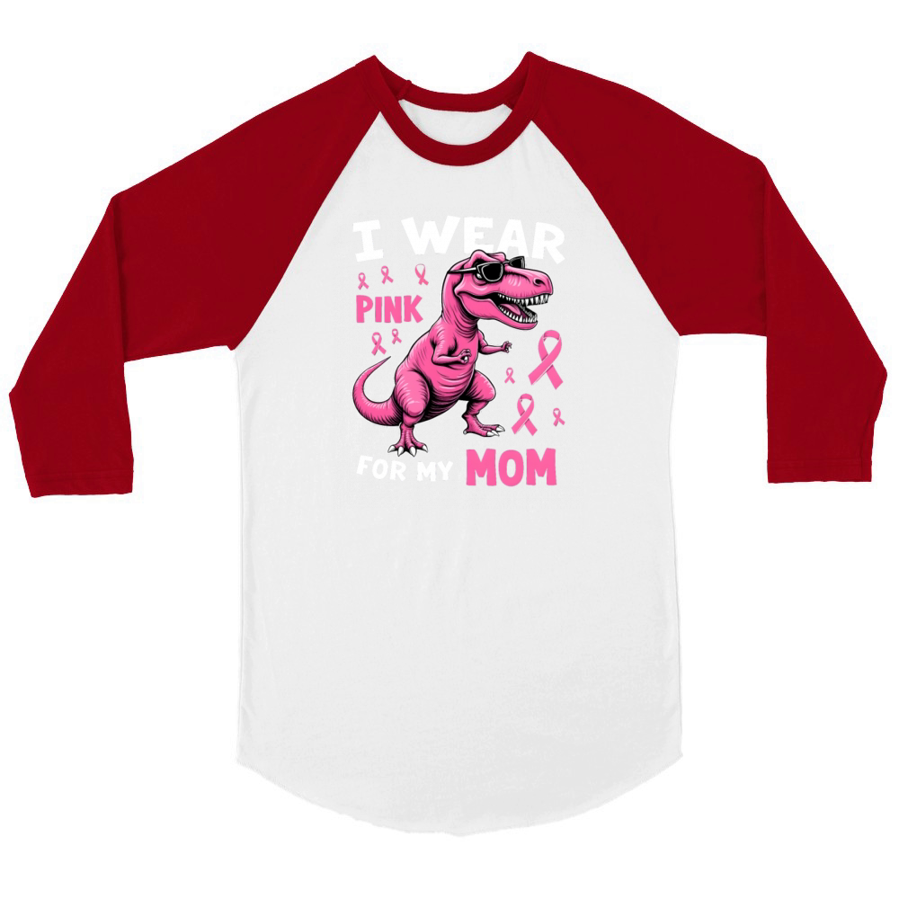 Breast Cancer Pink Awareness Design Unisex ¾ sleeve Raglan T-shirt