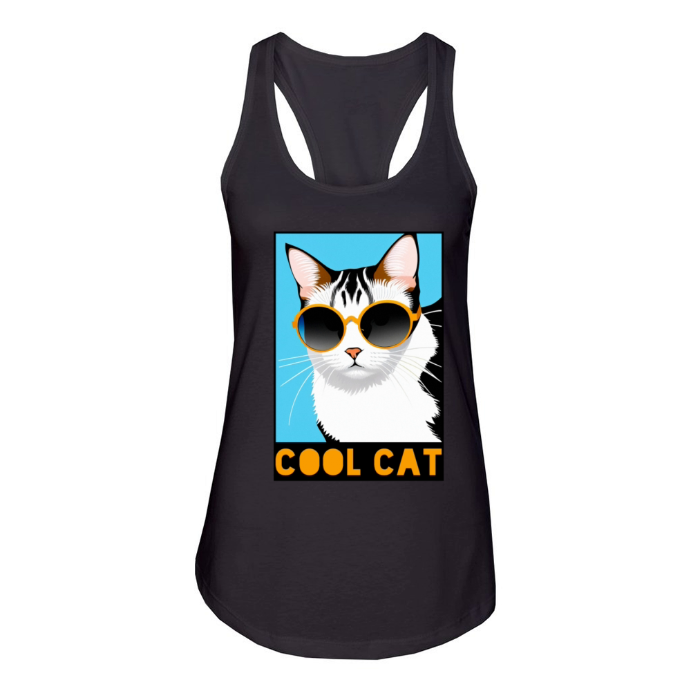 Fun Cool Cat - Stylish Feline Meme Women's Racerback Tank