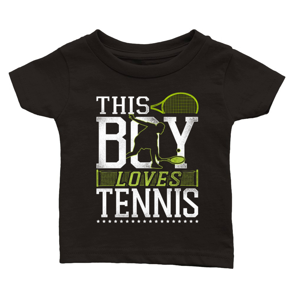 Funny Tennis Player Racket Boy Classic Baby Crewneck T-shirt