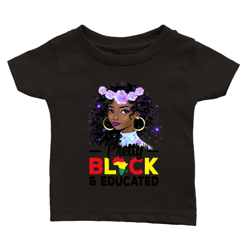 Pretty Black and Educated Black History Month Classic Baby Crewneck T-shirt