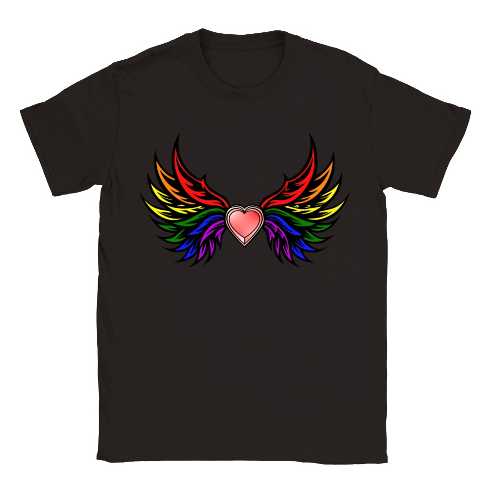 "Heart with Wings in Pride Colors" Design Classic Kids Crewneck T-shirt