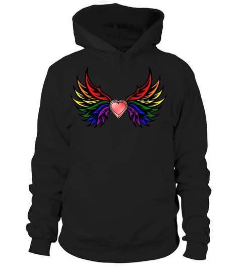 "Heart with Wings in Pride Colors" Design Hoodie Unisex