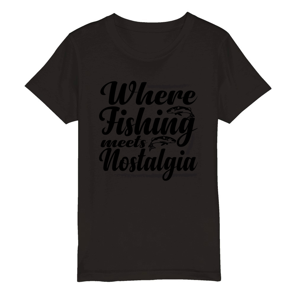 Vintage Fishing Adventure Organic Kids Crewneck T-shirt