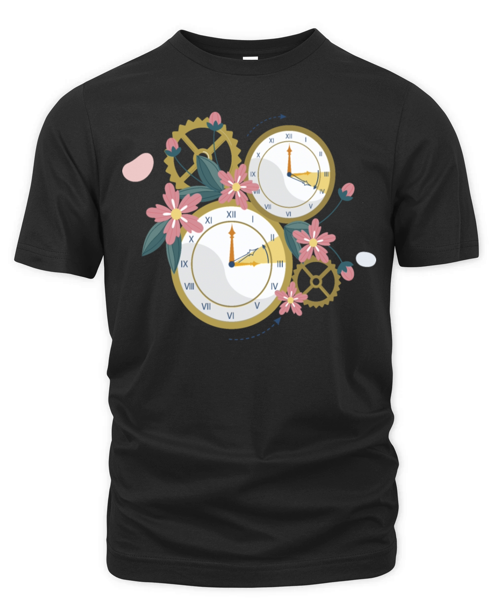Tick Tock Floral Organic Unisex T-shirt
