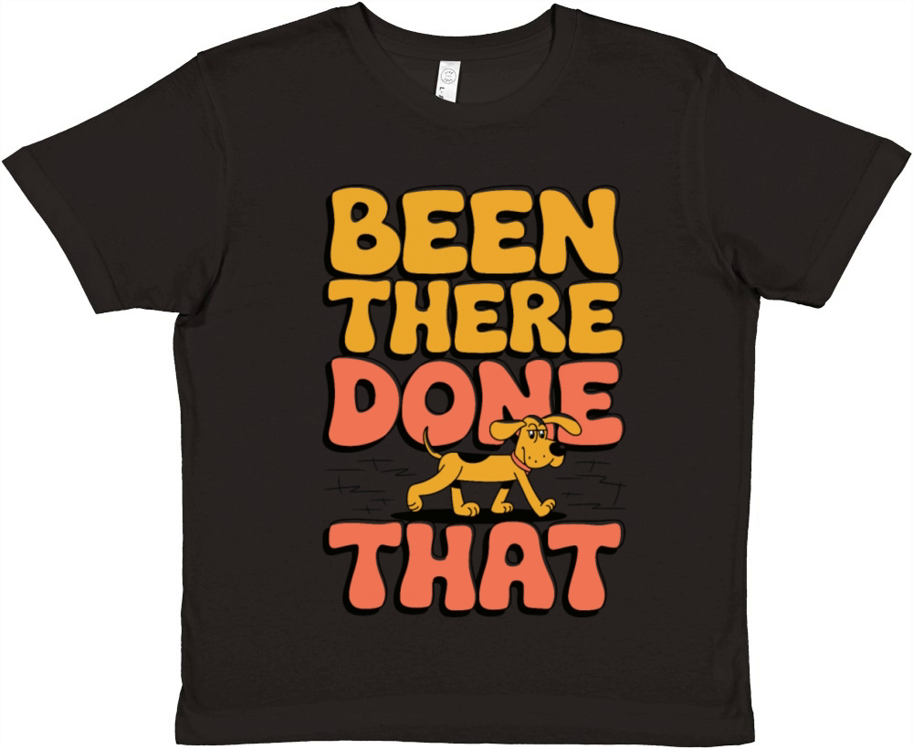 Been There Done That Funny Dog Cartoon Design Premium Kids Crewneck T-shirt