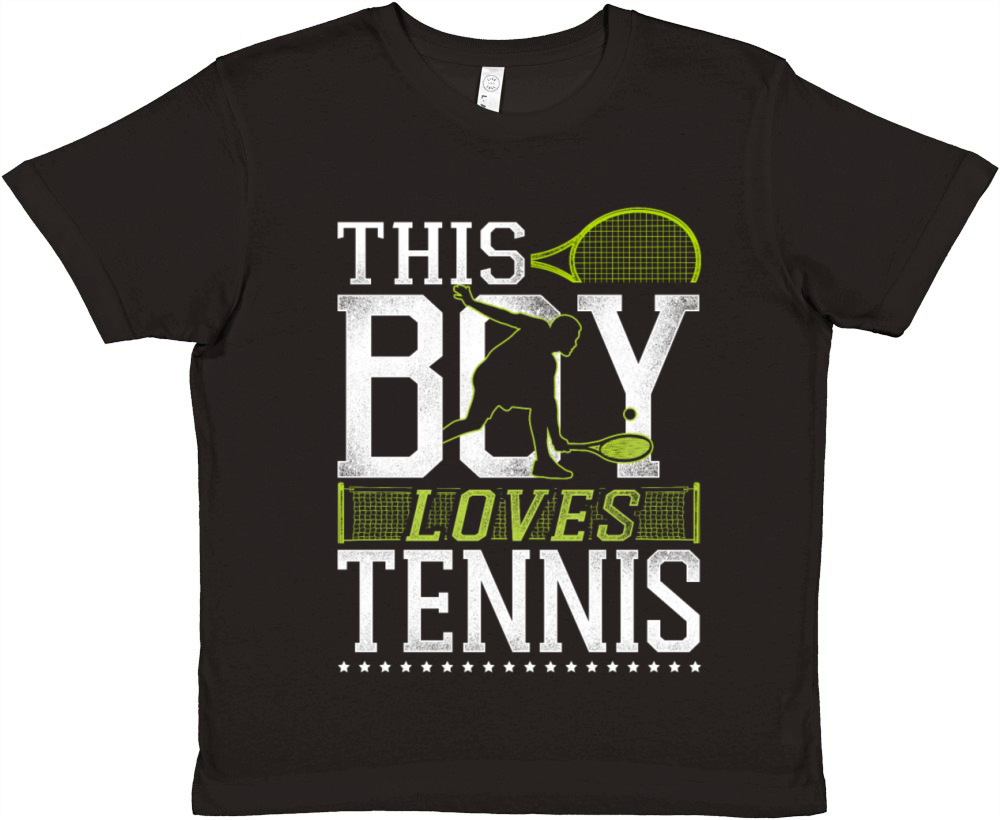 Funny Tennis Player Racket Boy Premium Kids Crewneck T-shirt
