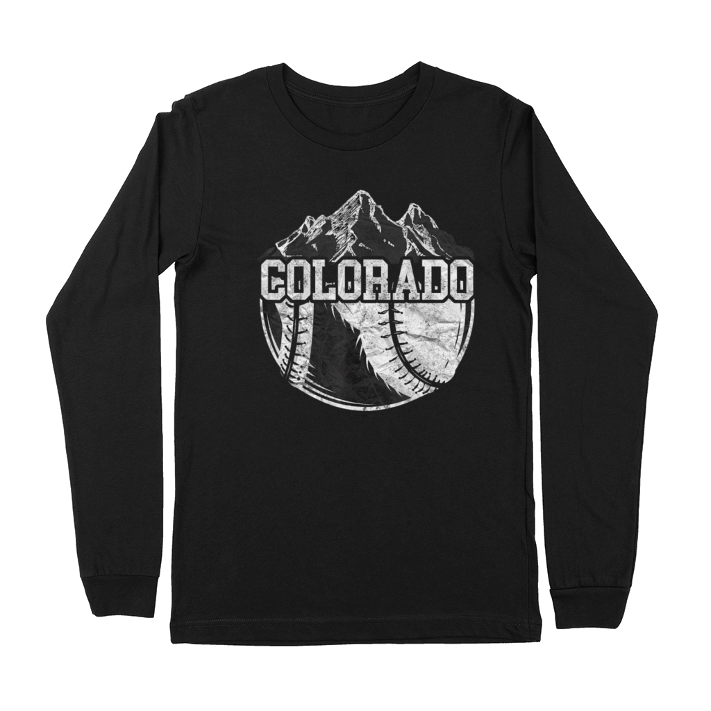 Colorado Baseball Fan Tee Vintage Rocky Mountains Premium Long Sleeve