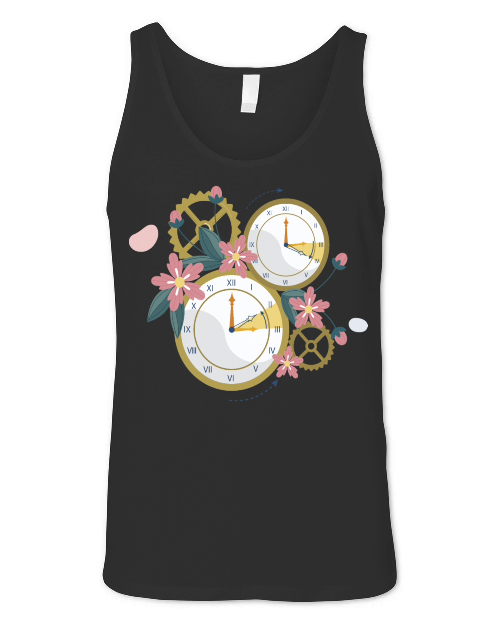 Tick Tock Floral Unisex Jersey Tank