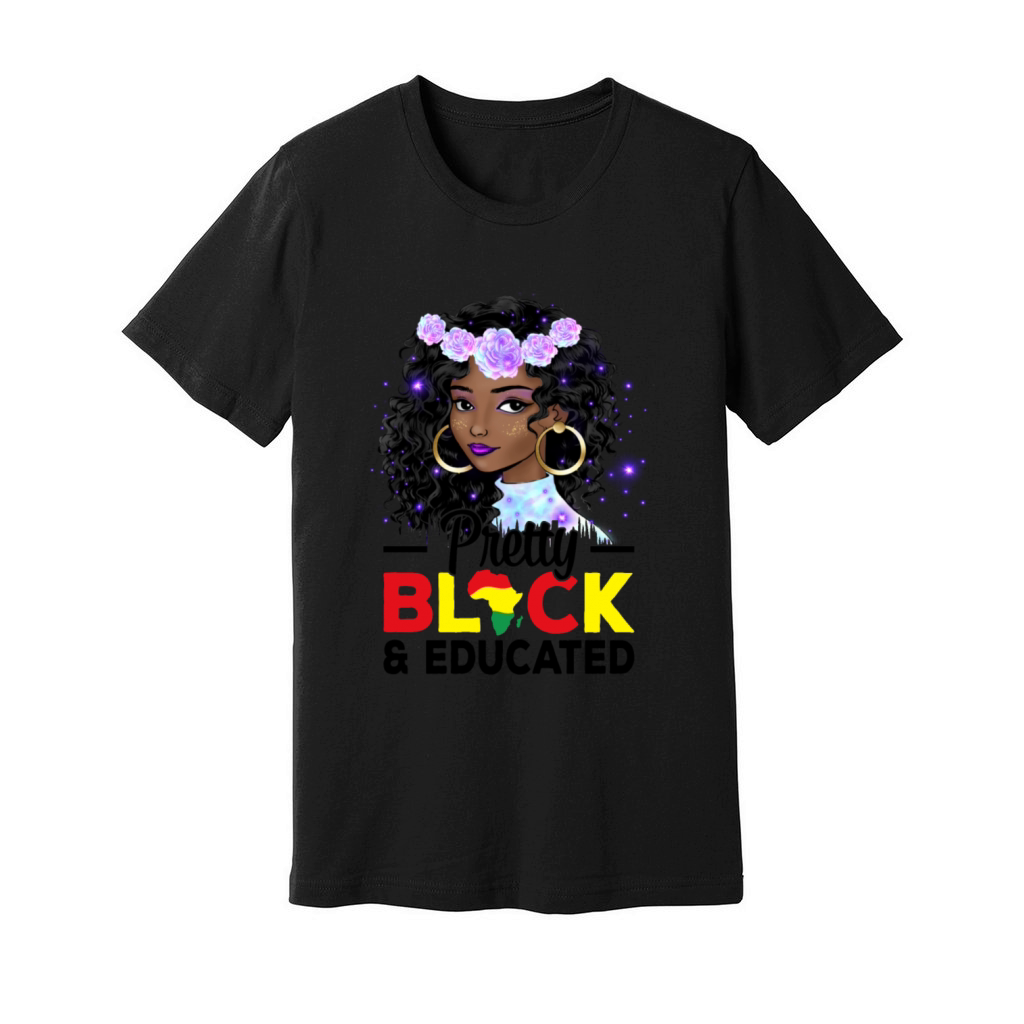 Pretty Black and Educated Black History Month Unisex Jersey Tee