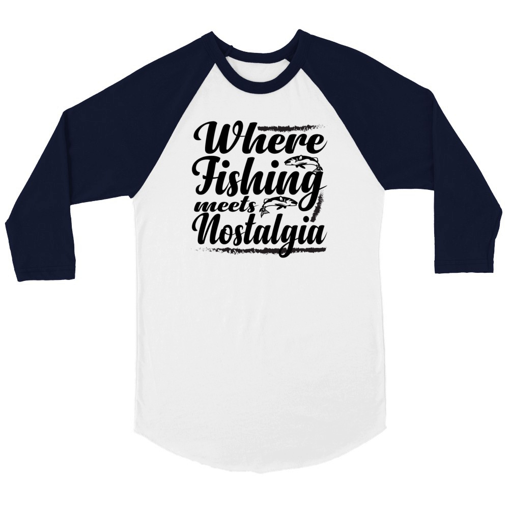 Vintage Fishing Adventure Unisex ¾ sleeve Raglan T-shirt
