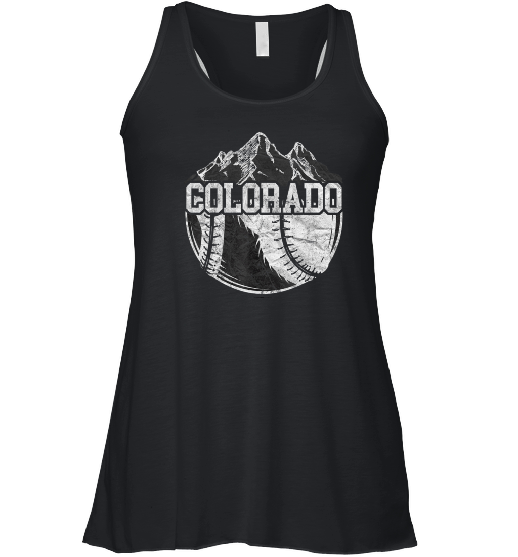 Colorado Baseball Fan Tee Vintage Rocky Mountains Women's Flowy Tank Top