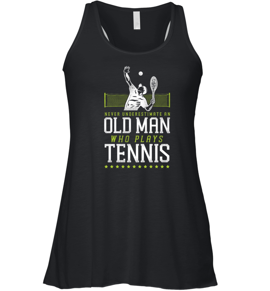 Funny Tennis Player Racket Grandpa Women's Flowy Tank Top