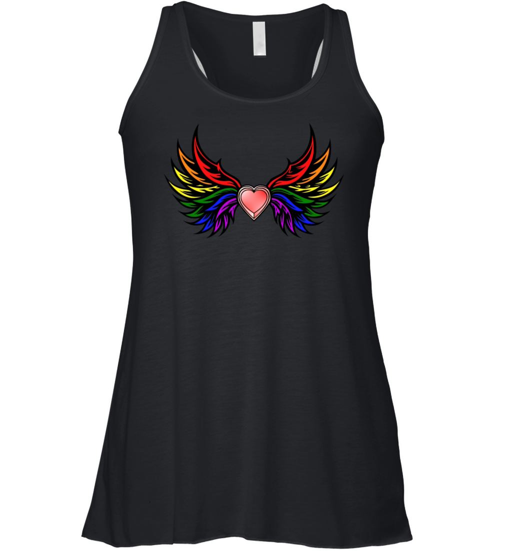 "Heart with Wings in Pride Colors" Design Women's Flowy Tank Top