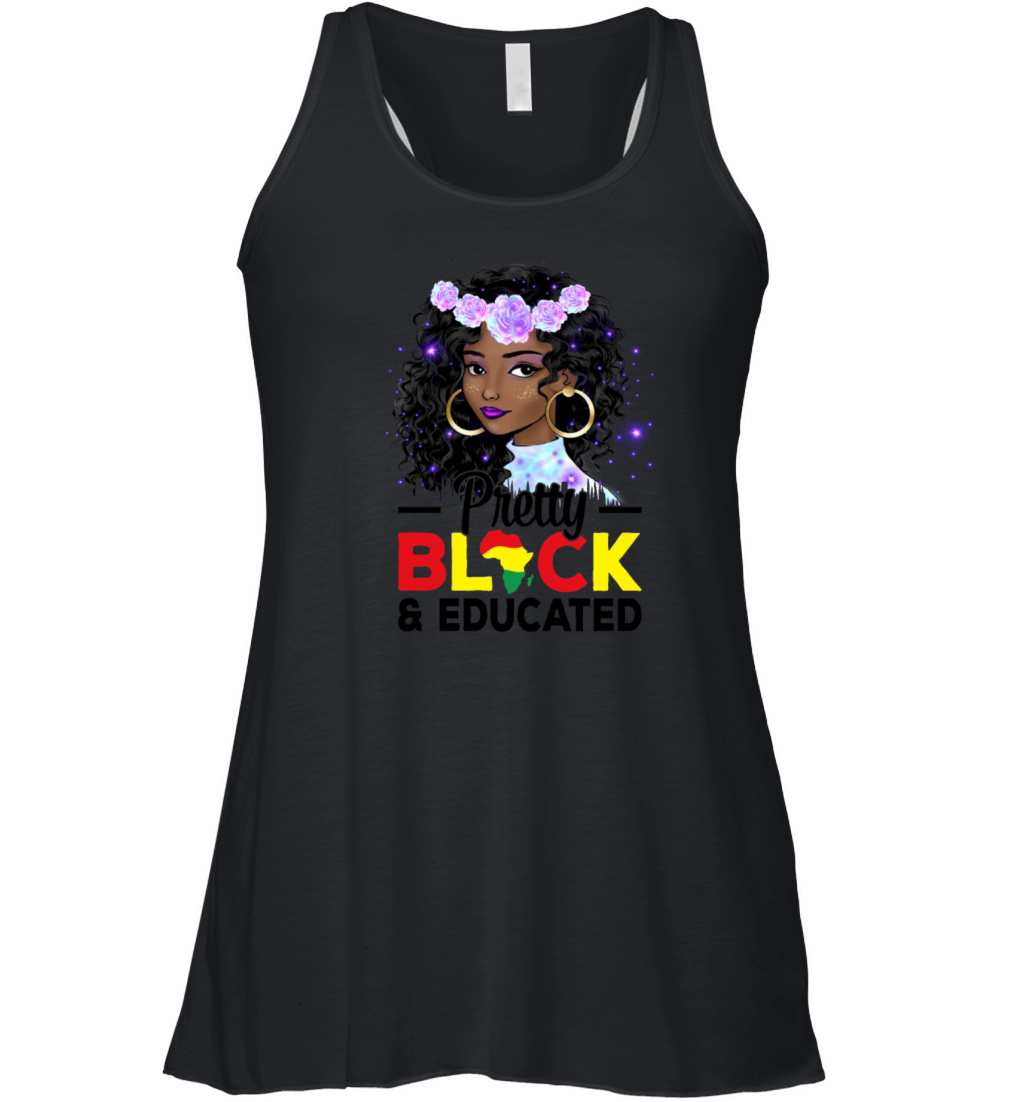 Pretty Black and Educated Black History Month Women's Flowy Tank Top