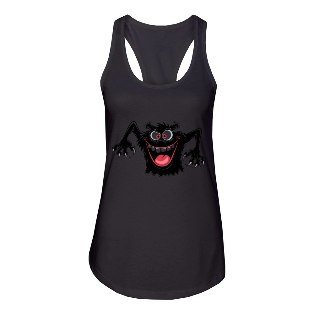 Funny Black Monster Terror Halloween T-Shirt Women's Racerback Tank